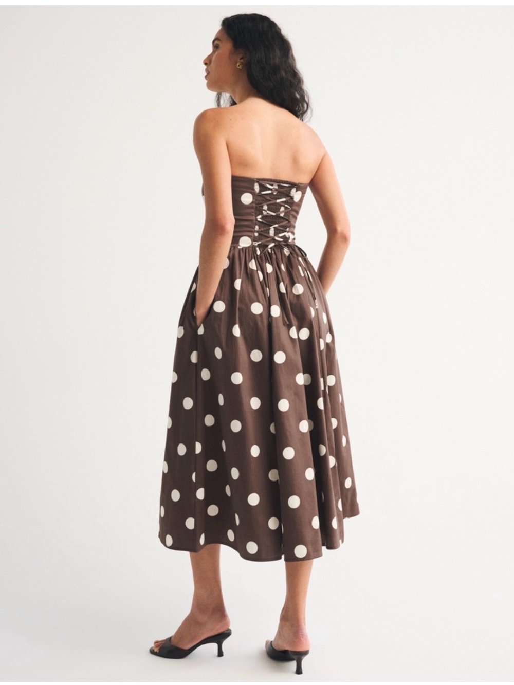 Abercrombie and Fitch Dipped Waist Midi Dress - Picture 2 of 5